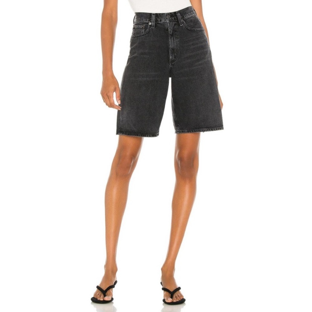 AGOLDE Lennox Wide-Leg Denim Culotte Shorts